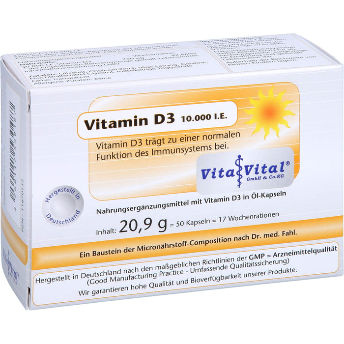 Vita Vital Vitamin D3 10,000 i.E. Kapseln, 50 St. Kapseln