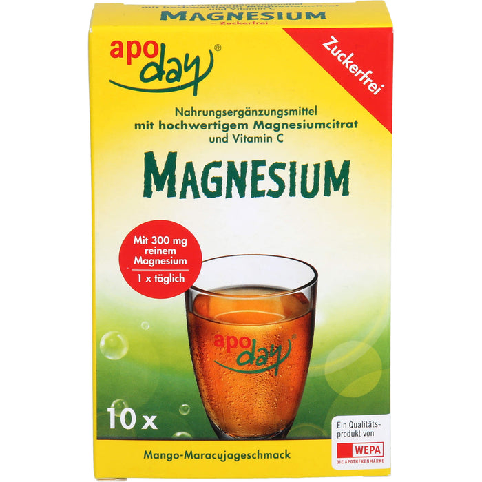 Apoday Magnesium Pulver mit Mango-Maracujageschmack zuckerfrei, 4.5 g Powder