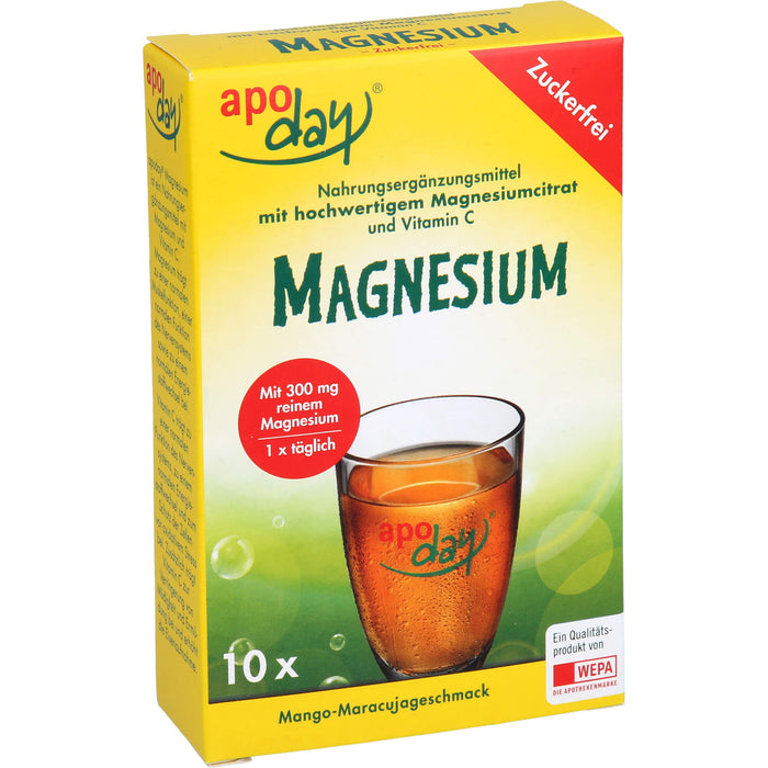 Apoday Magnesium Pulver mit Mango-Maracujageschmack zuckerfrei, 4.5 g Powder