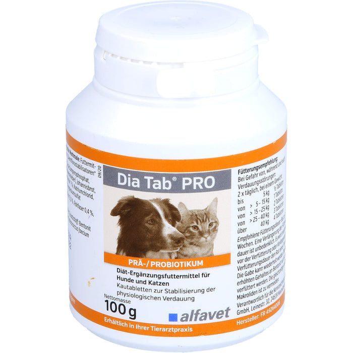 Dia Tab Pro Kautabletten für Hunde und Katzen, 100 g Tablettes