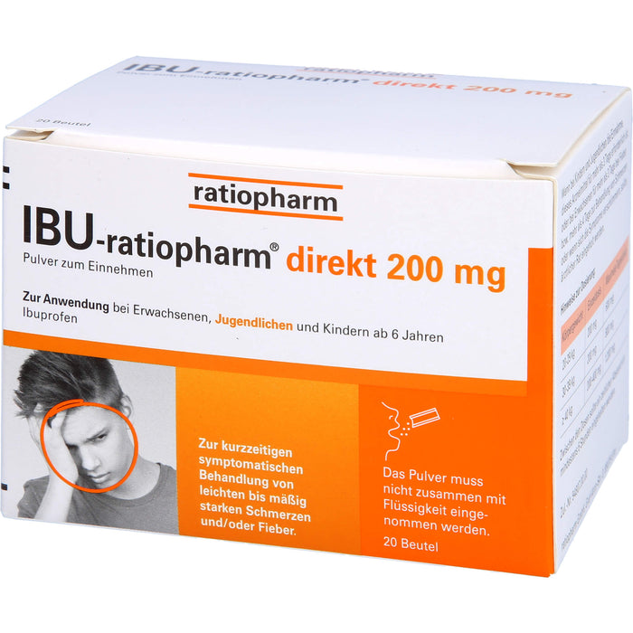 IBU-ratiopharm direkt 200 mg Pulver zum Einnehmen, 20 pc Sachets