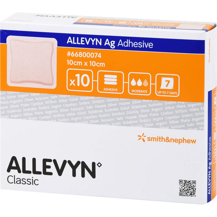 ALLEVYN Ag Adhesive 10x10cm Verband, 10 St VER