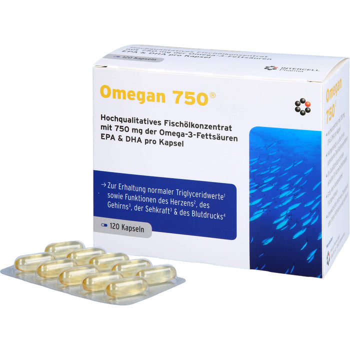 Omegan 750 Kapseln zur Erhaltung normaler Triglyceridwerte, 120 pcs. Capsules