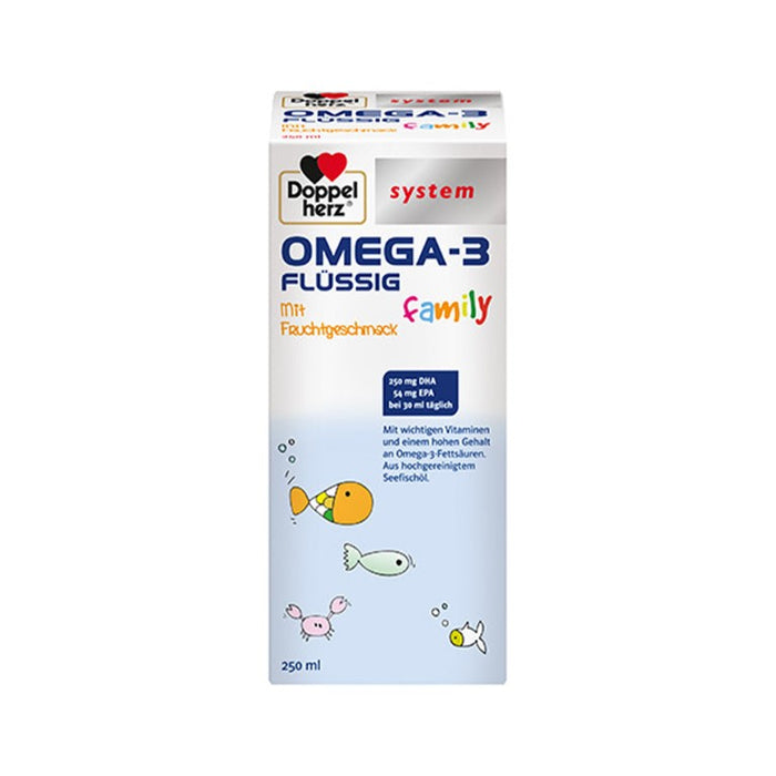 Doppelherz system OMEGA-3 flüssig family mit Fruchtgeschmack, 250 ml Solution