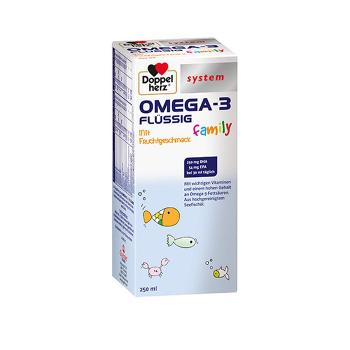 Doppelherz system OMEGA-3 flüssig family mit Fruchtgeschmack, 250 ml Lösung