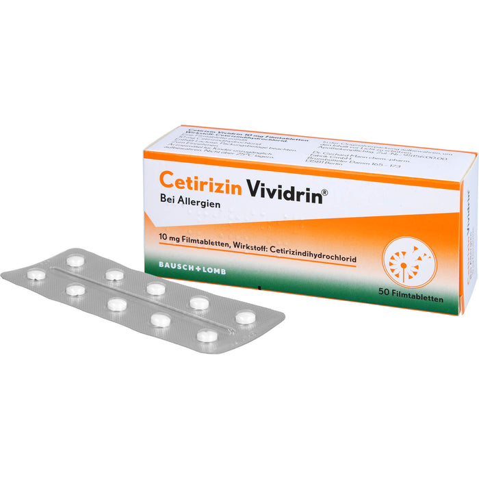 Cetirizin Vividrin 10 mg Filmtabletten bei Allergien, 50 St. Tabletten