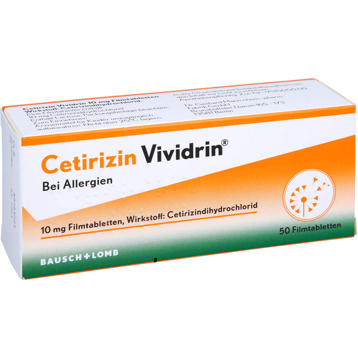 Cetirizin Vividrin 10 mg Filmtabletten bei Allergien, 50 pc Tablettes