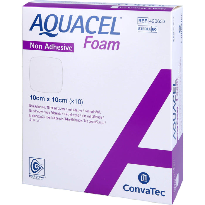 AQUACEL Foam nicht Adhäsiv 10x10 cm Verband, 10 St VER