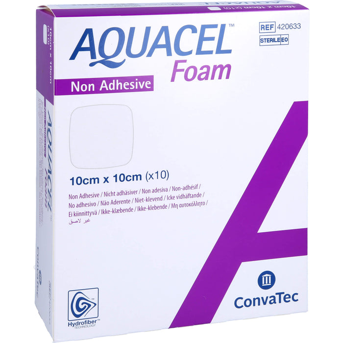 AQUACEL Foam nicht Adhäsiv 10x10 cm Verband, 10 St VER