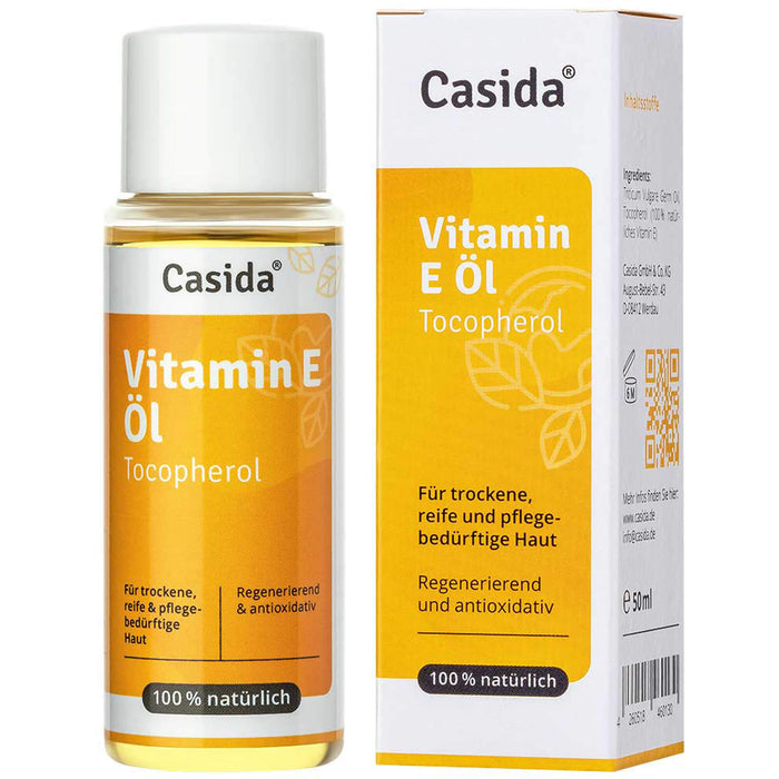 Casida Vitamin E Öl Tocopherol natürlich für trockene, reife und pflegebedürftige Haut, 50 ml Oil