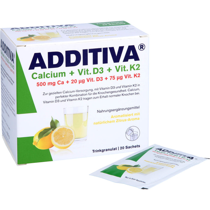 Additiva Calcium + D3 + K2 Granulat, 20 St. Beutel