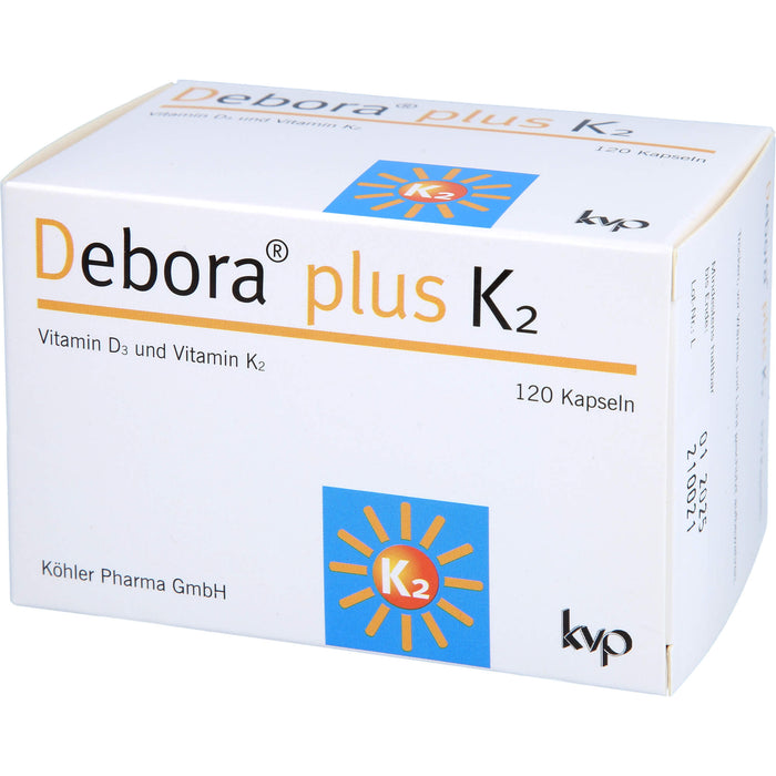 Debora plus K2 Vitamin D3 und Vitamin K2 Kapseln, 120 pc Capsules