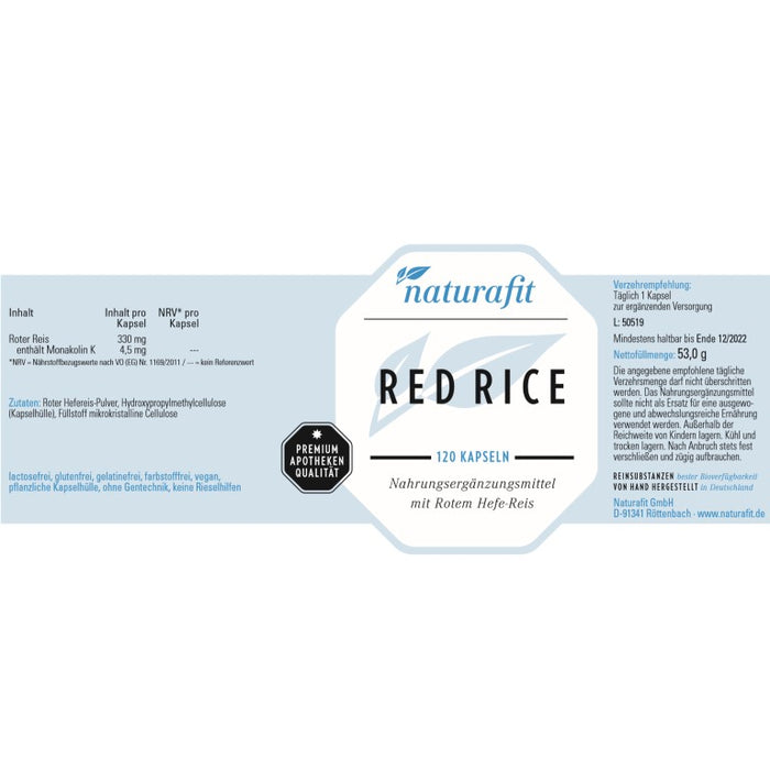 naturafit Red Rice Kapseln, 120 St. Kapseln