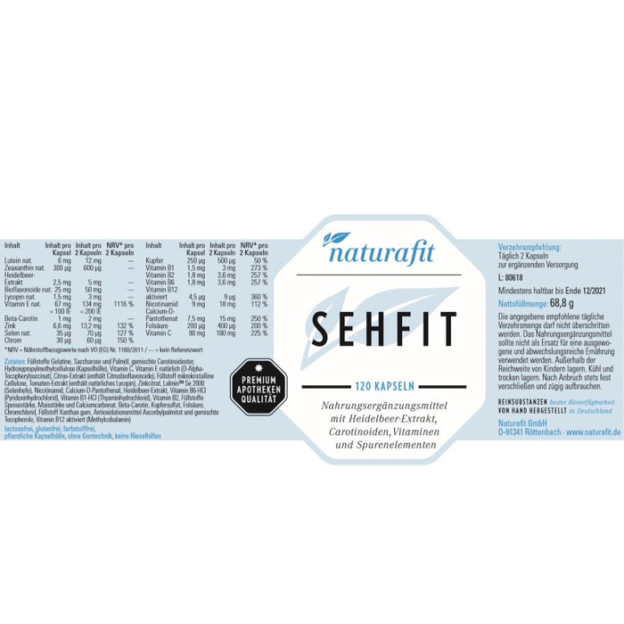 naturafit Sehfit Kapseln, 120 pc Capsules