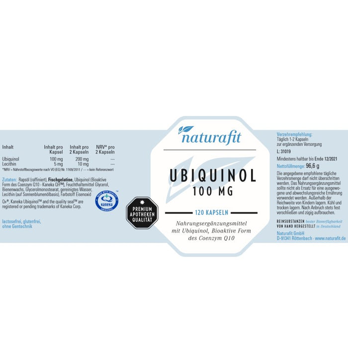 naturafit Ubiquinol 100 mg Kapseln, 120 pcs. Capsules