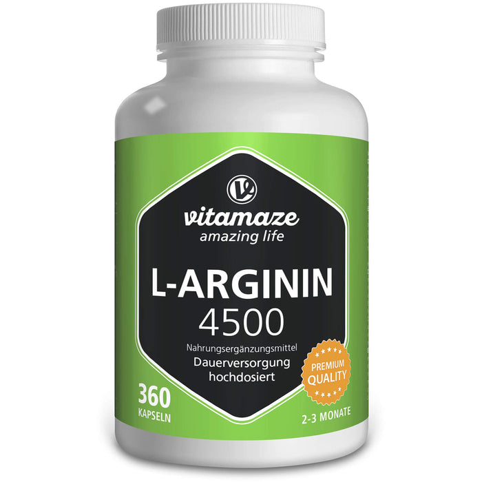 vitamaze L-Arginin hochdosiert 4,500 mg Kapseln, 360 pc Capsules