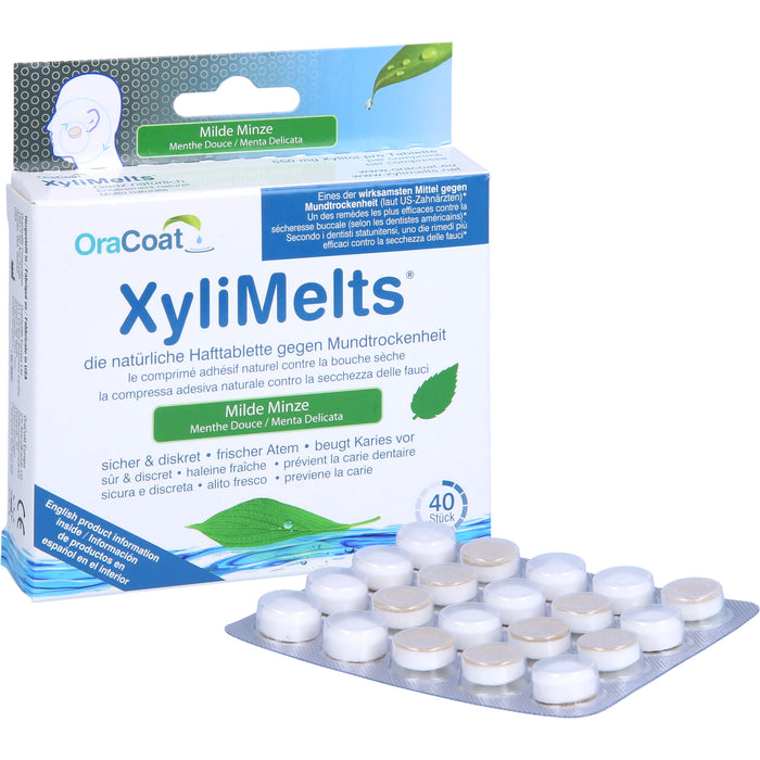 OraCoat XyliMelts Hafttabletten milde Minze gegen Mundtrockenheit, 40 pc Tablettes