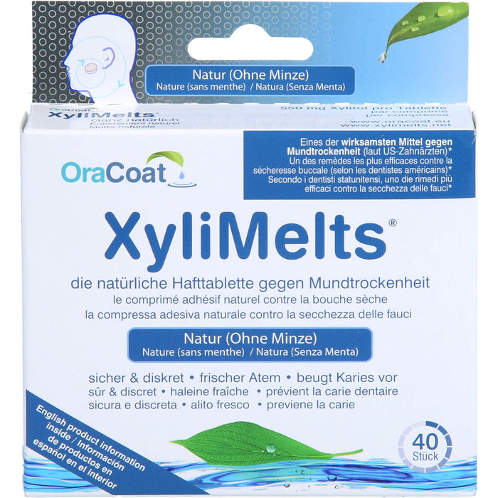 OraCoat XyliMelts Hafttabletten ohne Minze gegen Mundtrockenheit, 40 pc Tablettes