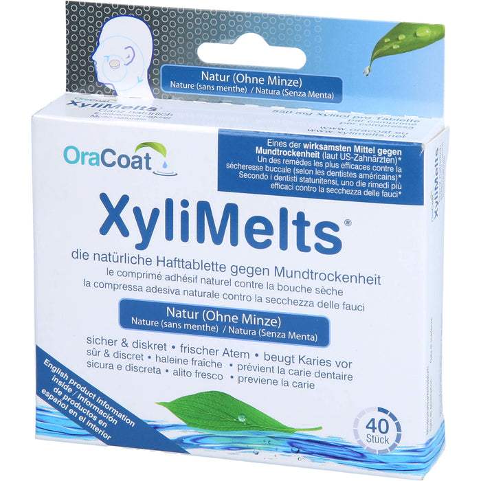 OraCoat XyliMelts Hafttabletten ohne Minze gegen Mundtrockenheit, 40 pc Tablettes