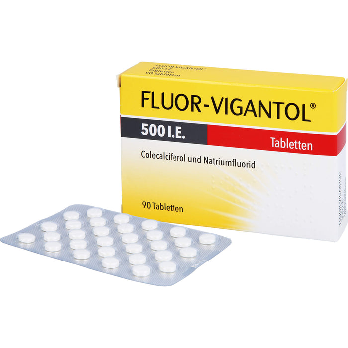 FLUOR-VIGANTOL 500 I.E. Tabletten zur Vorbeugung gegen Rachitis und Zahnkaries, 90 pcs. Tablets