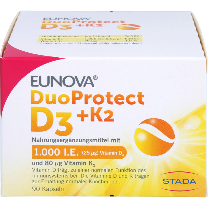 EUNOVA DuoProtect D3+K2 1000 I.E. / 80 µg Kapseln, 90 pc Capsules