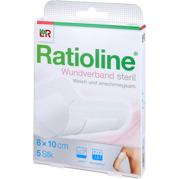 Ratioline Wundverband 10 cm x 8 cm steril, 5 pcs. Wound dressings