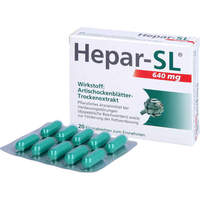 Hepar-SL 640 mg Filmtabletten bei Verdauungsstörungen, 20 St. Tabletten