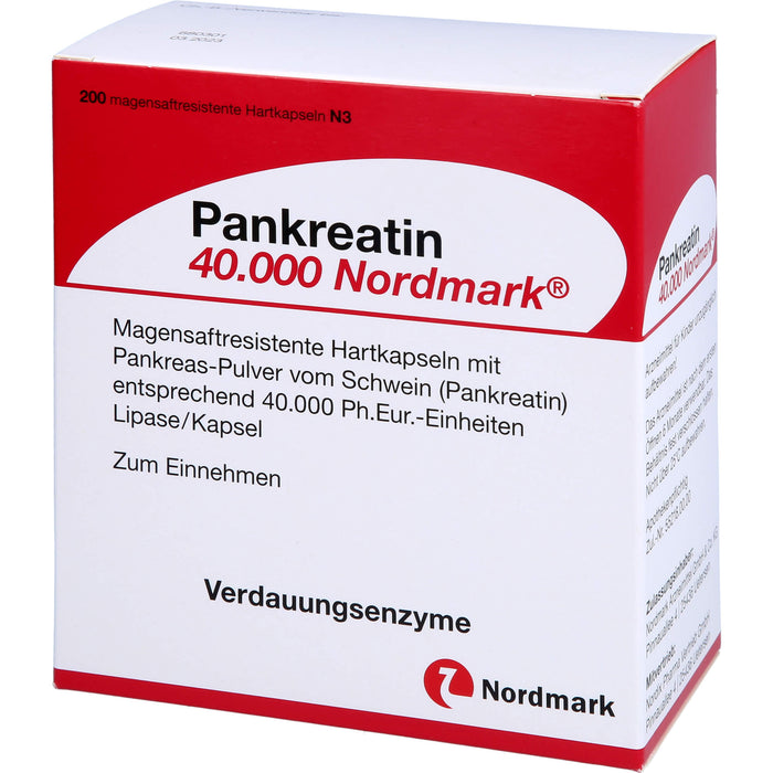 Pankreatin 40.000 Nordmark Hartkapseln Verdauungsenzyme, 200 pcs. Capsules