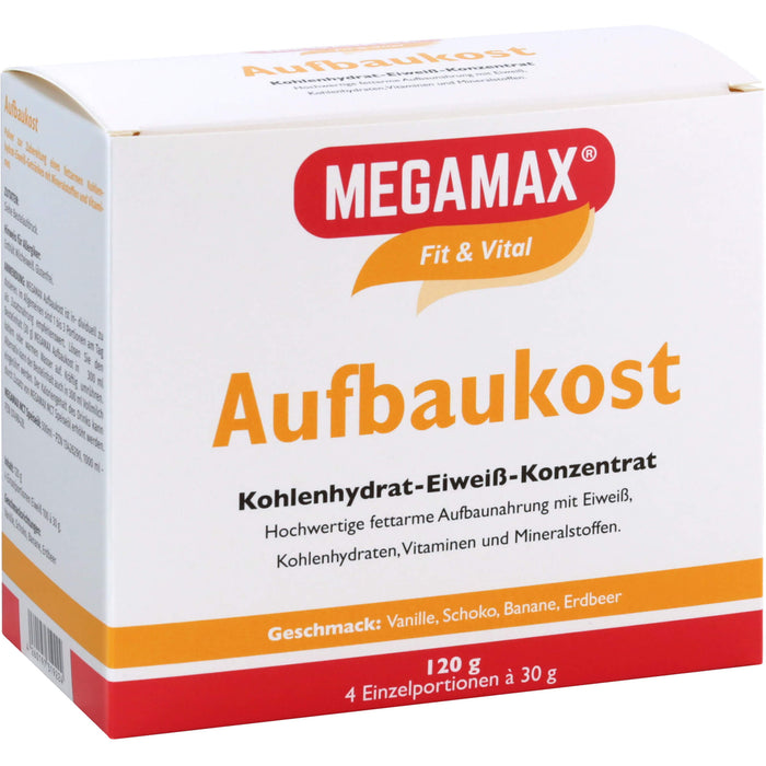 MEGAMAX Fit & Vital Aufbaukost Kohlenhydrat-Eiweiß-Konzentrat Geschmack-Mix, 120 g Powder