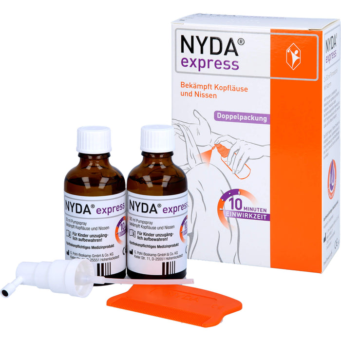 NYDA express bekämpft Kopfläuse und Nissen Pumplösung, 100 ml Solution