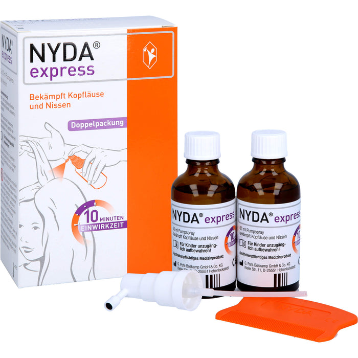 NYDA express bekämpft Kopfläuse und Nissen Pumplösung, 100 ml Lösung