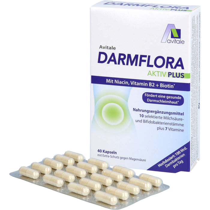 Avitale Darmflora Aktiv Plus Kapseln fördert eine gesunde Darmschleimhaut, 40 pcs. Capsules