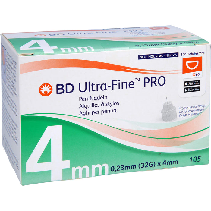 BD Ultra-Fine Pro 4 mm 32 G Pen-Nadeln, 105 pc Aiguilles