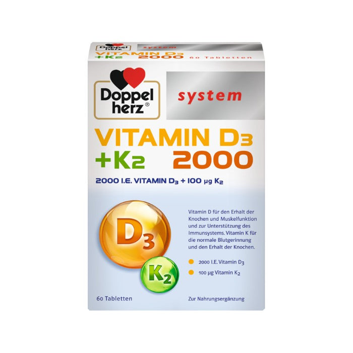 Doppelherz system Vitamin D3 + K2 2000 Tabletten, 60 pcs. Tablets