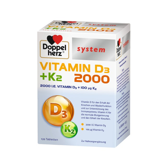 Doppelherz system Vitamin D3 + K2 2000 Tabletten, 120 pc Tablettes