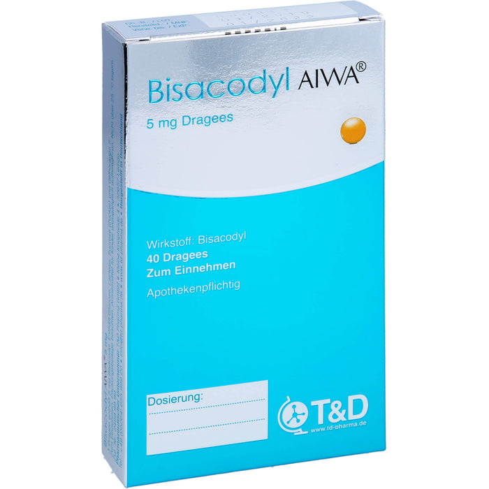 Bisacodyl AIWA 5 mg Dragees für einen erweichten und beschleunigten Stuhlgang, 40 St. Tabletten