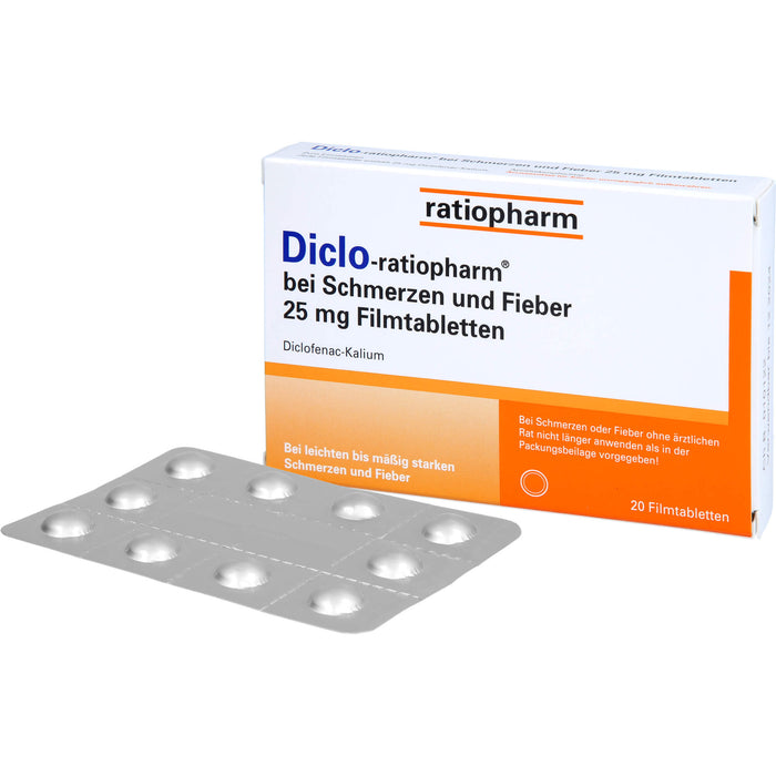 Diclo-ratiopharm bei Schmerzen und Fieber 25 mg Filmtabletten, 20 St. Tabletten