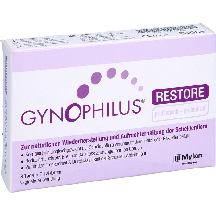 Gynophilus restore Tabletten zur akuten Wiederherstellung und Aufrechterhaltung der physiologischen Scheidenflora, 2 pcs. Tablets