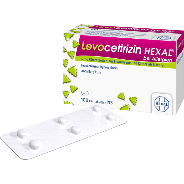 Levocetirizin HEXAL 5 mg Filmtabletten bei Allergien, 100 pcs. Tablets