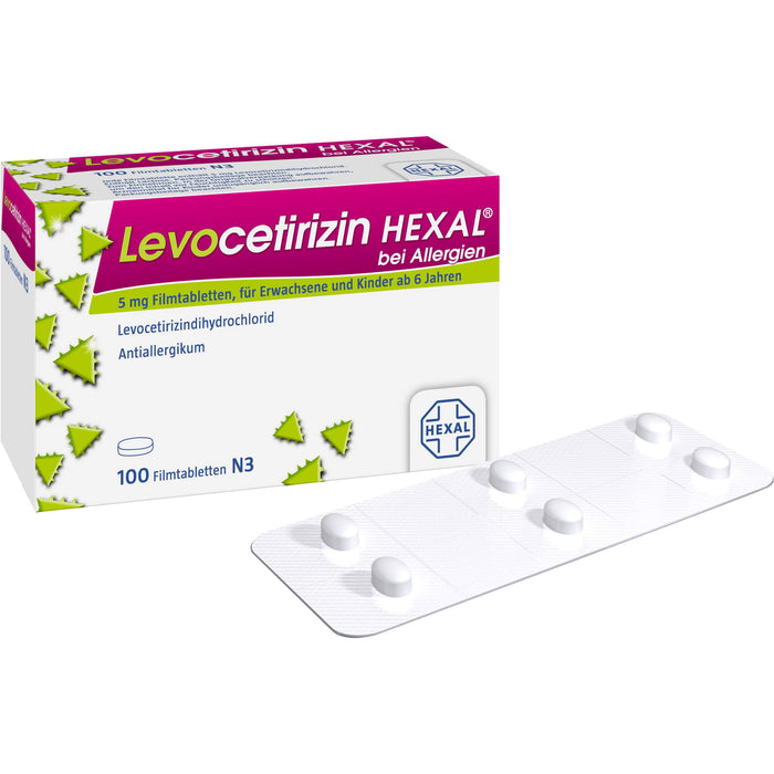 Levocetirizin HEXAL 5 mg Filmtabletten bei Allergien, 100 pc Tablettes