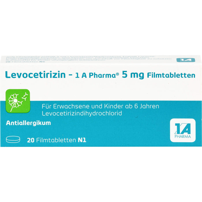 1 A Pharma Levocetirizin  5 mg Filmtabletten bei Allergien, 20 St. Tabletten