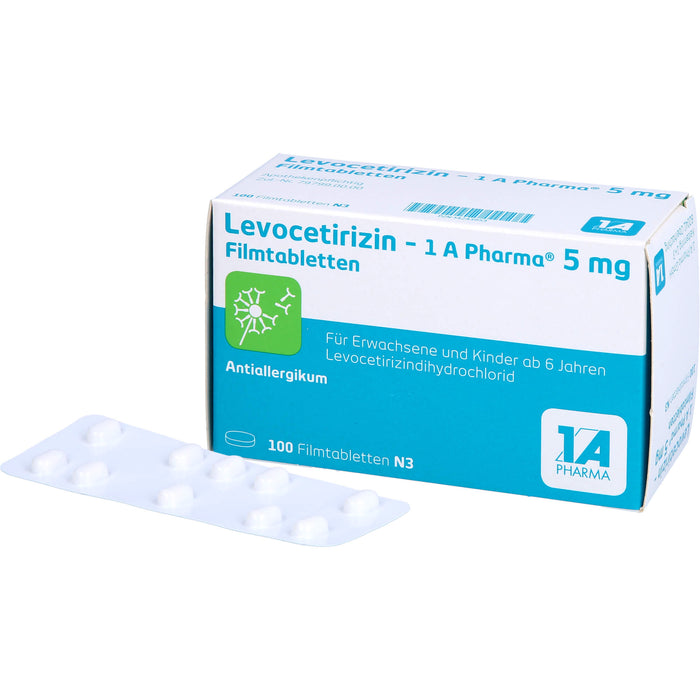 1 A Pharma Levocetirizin 5 mg Filmtabletten bei Allergien, 100 pc Tablettes