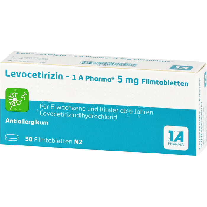 1 A Pharma Levocetirizin 5 mg Filmtabletten bei Allergien, 50 St. Tabletten