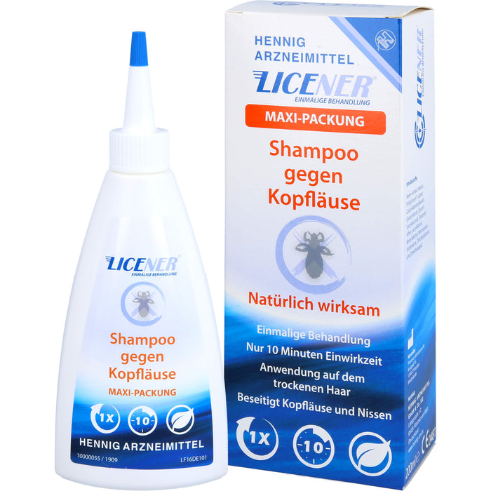 LICENER Maxi-Packung Shampoo gegen Kopfläuse und Nissen, 200 ml Shampoing