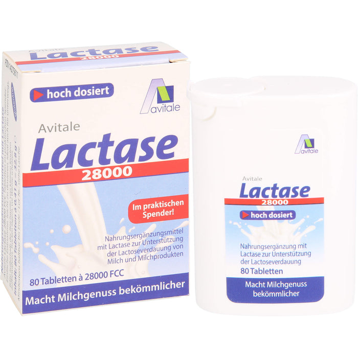 Avitale Lactase 28000 FCC Tabletten im Spender, 80 pcs. Tablets