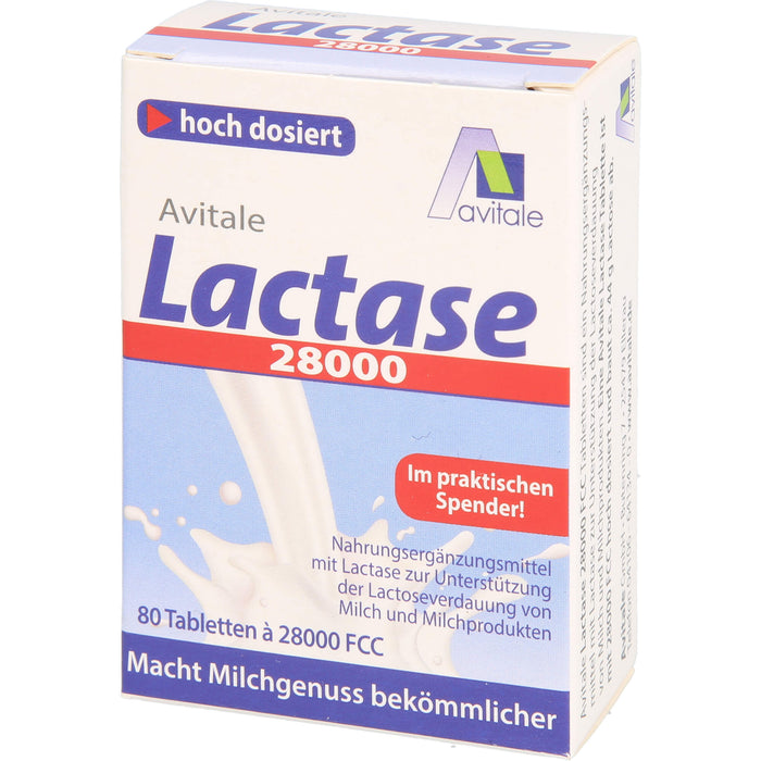 Avitale Lactase 28000 FCC Tabletten im Spender, 80 pcs. Tablets