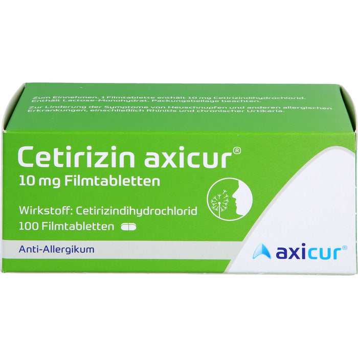 Cetirizin axicur 10 mg Filmtabletten Anti-Allergikum, 100 pcs. Tablets