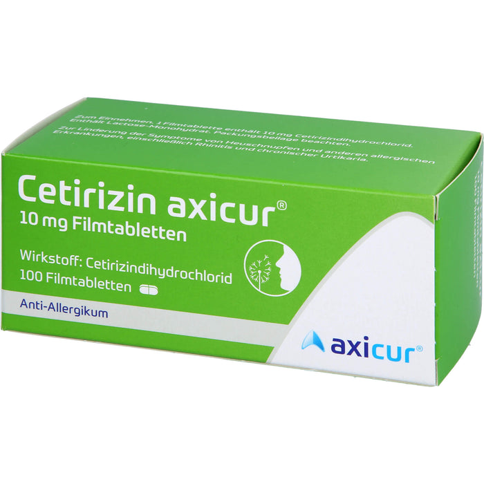 Cetirizin axicur 10 mg Filmtabletten Anti-Allergikum, 100 St. Tabletten