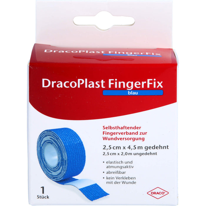 DracoPlast FingerFix 2,5cmx4,5m blau m. Wundk., 1 pc Pansement