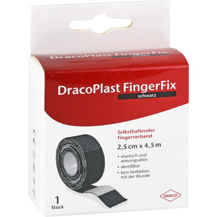 DracoPlast FingerFix 2,5 cm x 4,5 m selbsthaftender Fingerverband schwarz, 1 pc Pansement